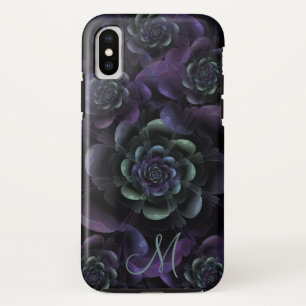 Monogram Teal Purple Lavender Black Floral Case-Mate iPhone Case