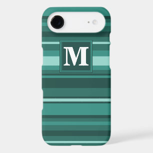 Monogram teal stripes