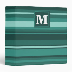 Monogram teal stripes binder