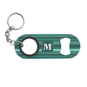 Monogram teal stripes mini bottle opener