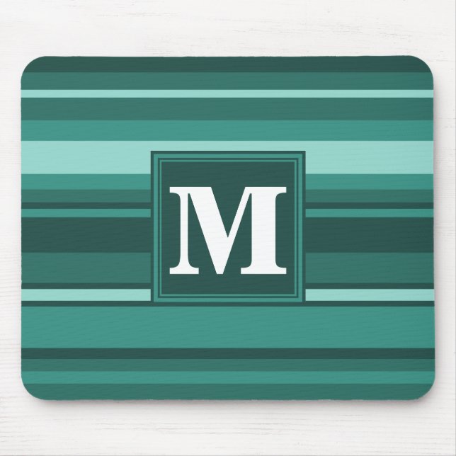 Monogram teal stripes mouse pad (Front)