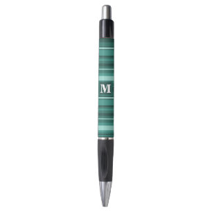 Monogram teal stripes pen