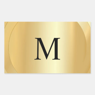 Monogram Template Custom Elegant Faux Gold Sticker