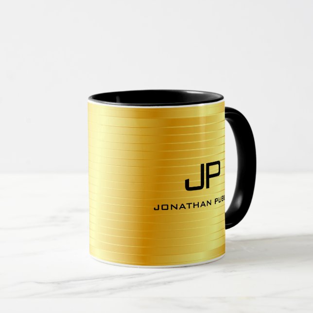 Monogram Template Elegant Gold Look Trendy Mug (Front Right)