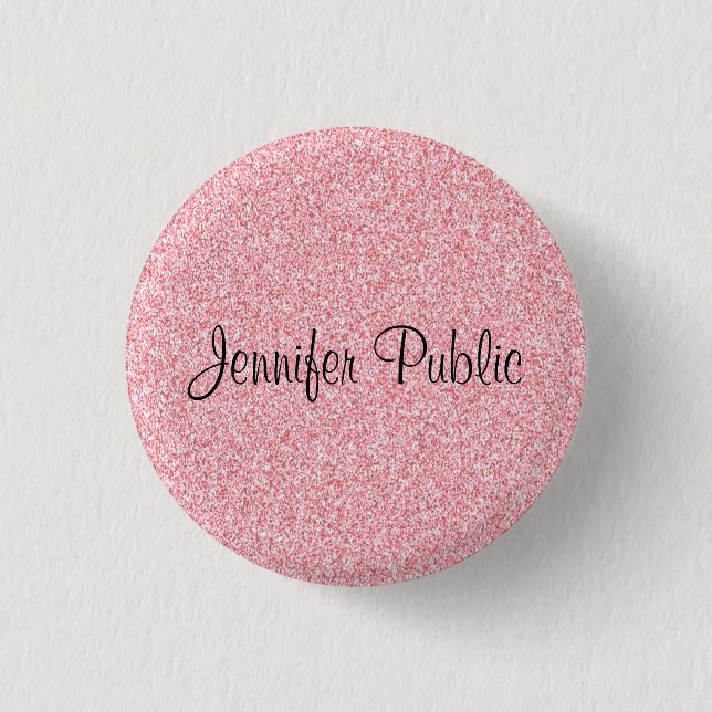 Monogram Template Elegant Rose Gold Glitter Look 1 Inch Round Button (Front)