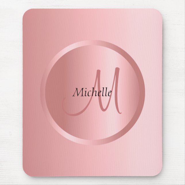 Monogram Template Modern Elegant Rose Gold Mouse Pad (Front)