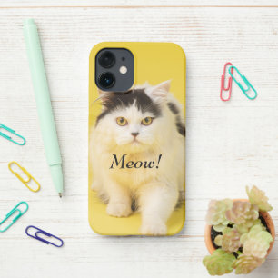 Monogram template photo Cute cat Yellow bright iPhone 12 Mini Case