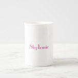 Monogram Template Pink Custom Name Gift 2023 Bone China Mug<br><div class="desc">Designed with text template for monogram name and elegant two tone background in pink and white,  this is great for occasions like weddings,  bridal shower,  birthdays,  anniversary,  Christmas,  holidays etc.</div>