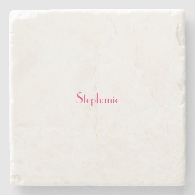 Monogram Template Pink Custom Name Gift 2023 Stone Coaster (Front)