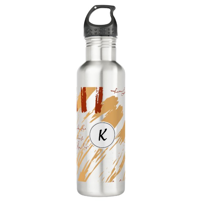 Monogram Terracotta Abstract Doodle 710 Ml Water Bottle (Front)