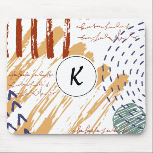 Monogram Terracotta Abstract Doodle Mouse Pad