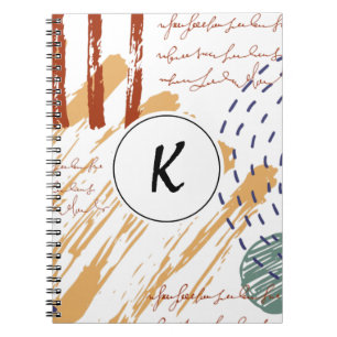 Monogram Terracotta Abstract Doodle Notebook
