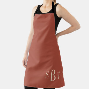 Monogram Terracotta Boho Mid Century Kitchen Gift Apron