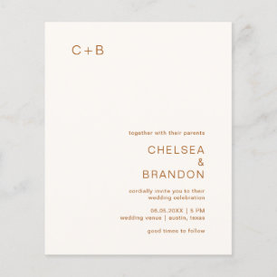 Monogram Terracotta Budget Wedding Invitation