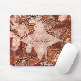 Monogram Terracotta Orange Boho Retro Abstract Mouse Pad