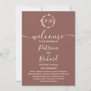 Monogram Terracotta Wedding Program