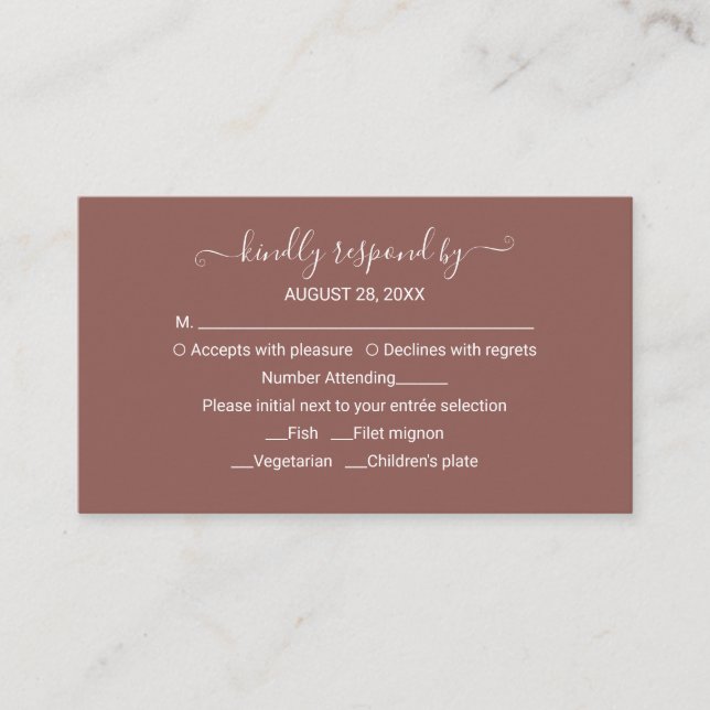 Monogram Terracotta Wedding RSVP Enclosure Card (Front)