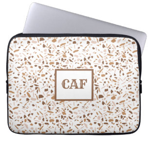 Monogram Terrazzo Brown and Beige and White   Laptop Sleeve