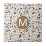 Monogram Terrazzo Modern Stone look  Tile<br><div class="desc">This design may be personalized by choosing the customize option to add text or make other changes. If this product has the option to transfer the design to another item, please make sure to adjust the design to fit if needed. Contact me at colorflowcreations@gmail.com if you wish to have this...</div>