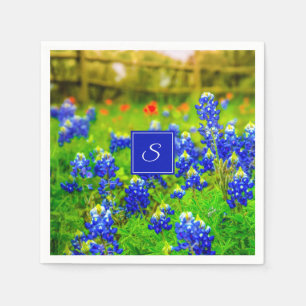 Monogram Texas Bluebonnets & Indian Paintbrush Napkin