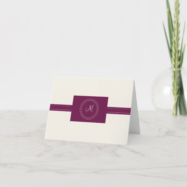 Monogram Thank You (burgundy) Card (Front)