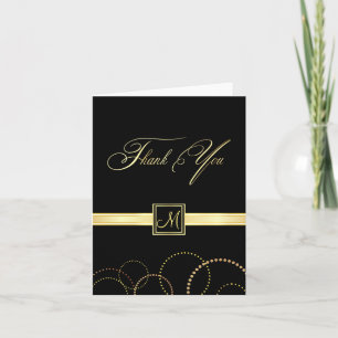 Monogram Thank You Cards - Black and Gold