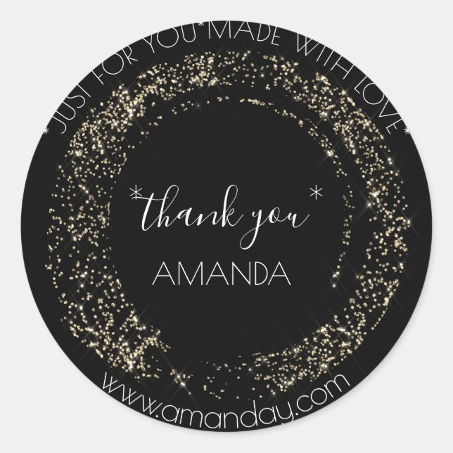 Monogram Thank You Web Boutique Modern Gold Classic Round Sticker (Front)