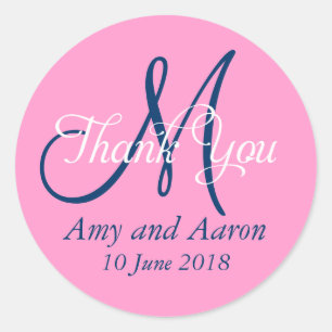 Monogram Thank You Wedding Favour Label