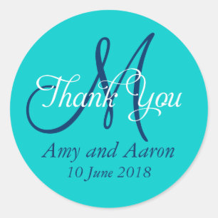 Monogram Thank You Wedding Favour Label