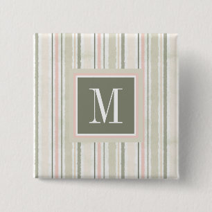 Monogram   The Joy of White   Watercolor Floral 2 Inch Square Button