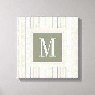 Monogram   The Joy of White   Watercolor Stripes Canvas Print