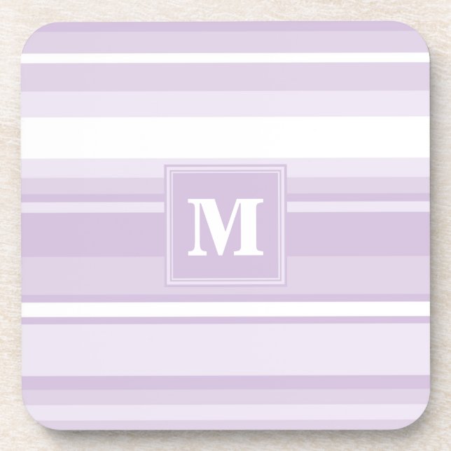 Monogram thistle purple stripes coaster (Front)