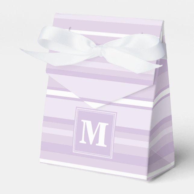 Monogram thistle purple stripes favor box (Front Side)