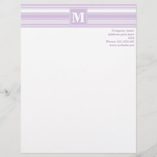 Monogram thistle purple stripes letterhead