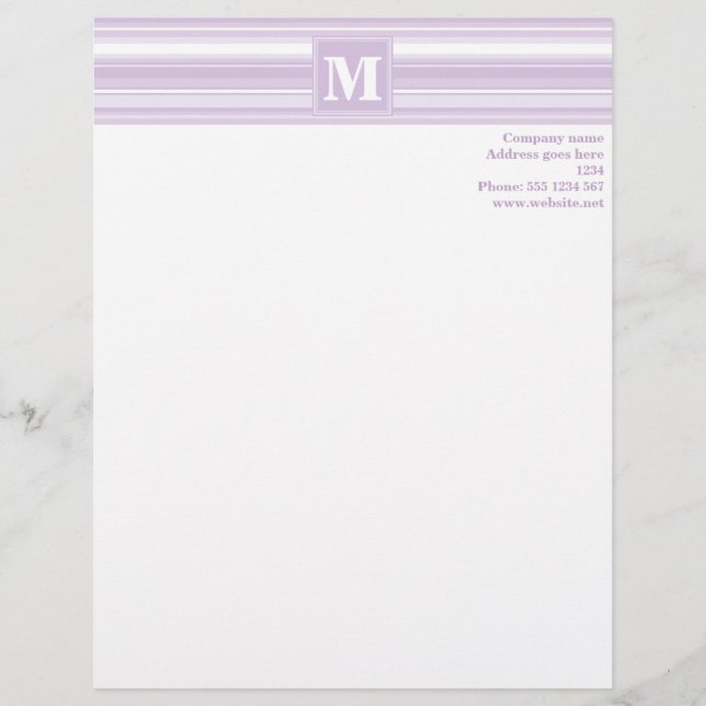 Monogram thistle purple stripes letterhead (Front)