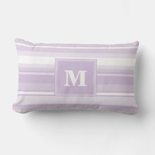 Monogram thistle purple stripes lumbar pillow