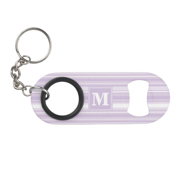 Monogram thistle purple stripes mini bottle opener (Front (Horizontal))