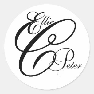 Monogram Three Letters and Names Wedding Sticker