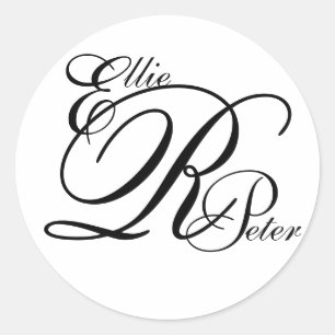 Monogram Three Letters Black & White Sticker