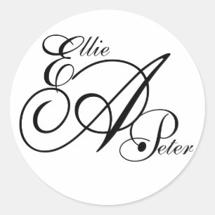 Monogram Three Letters & Names Wedding Sticker