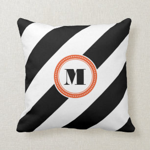 Monogram throw pillow - coral circle