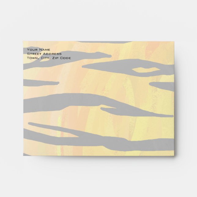Monogram Tiger Black and Orange Print Pattern Envelope (Front)