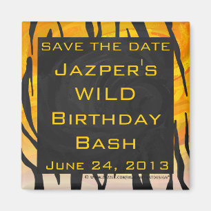 Monogram Tiger Black and Orange Print Pattern Magnet