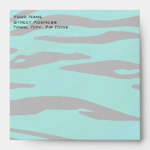 Monogram Tiger Black and Teal Print Pattern Envelope