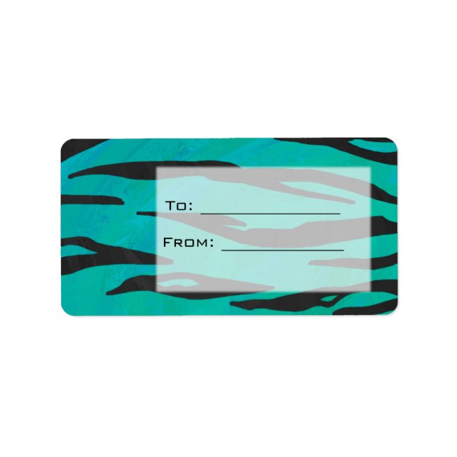Monogram Tiger Black and Teal Print Pattern Label (Front)
