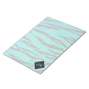 Monogram Tiger Black and Teal Print Pattern Notepad