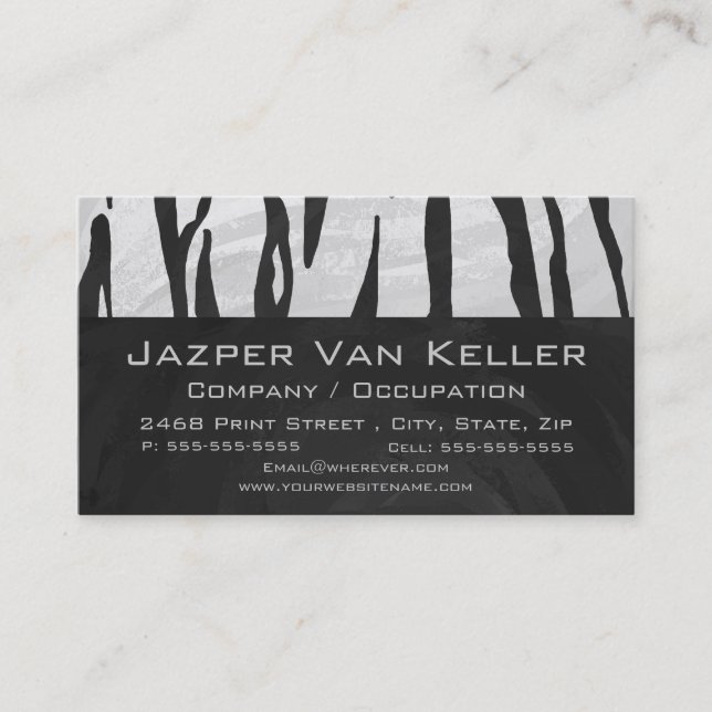 Monogram Tiger Black and White Print Business Card (Front)