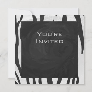 Monogram Tiger Black and White Print Invitation
