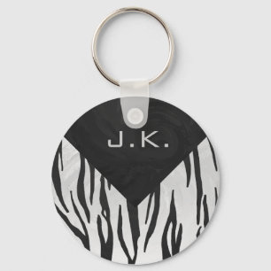Monogram Tiger Black and White Print Keychain