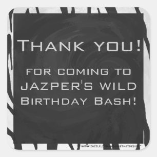 Monogram Tiger Black and White Print Square Sticker